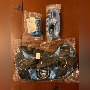 Joyride Walking Set (L) - Harness, Leash, Poopbag - Blue Plaid NWT